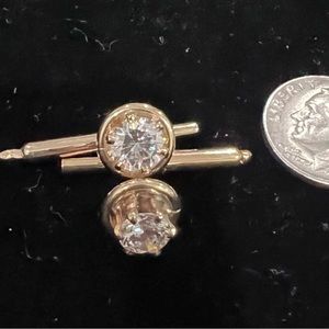 Cuff links - gold with CZ studs 1 CT each